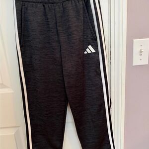Adidas Kids Charcoal Joggers with White Stripes